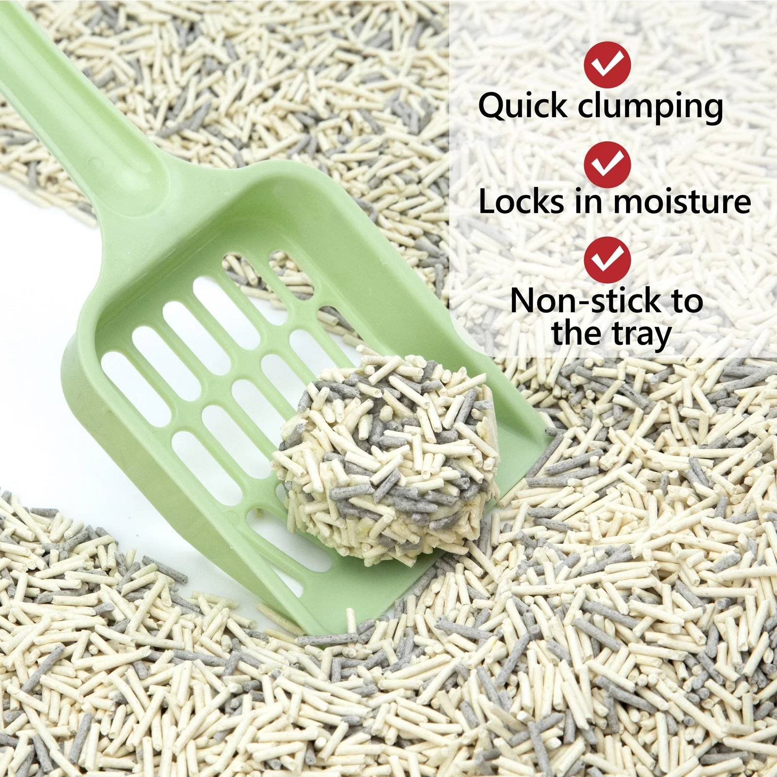 PawHalo tofu cat litter quick clumping demonstration - locks in moisture, non-stick to tray