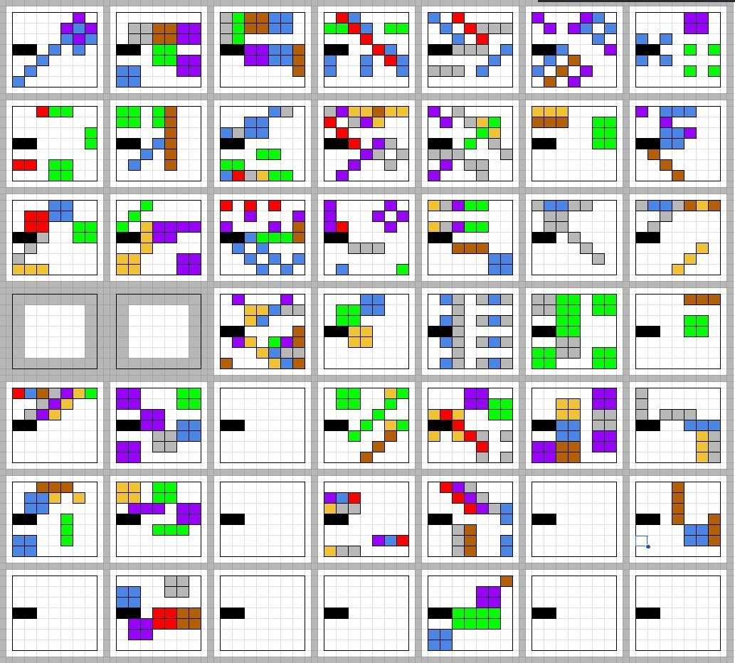 Full KANDLES Memory Tile gallery — a grid of 49 color tiles showing the complete KANDLES phonetic color-coding system