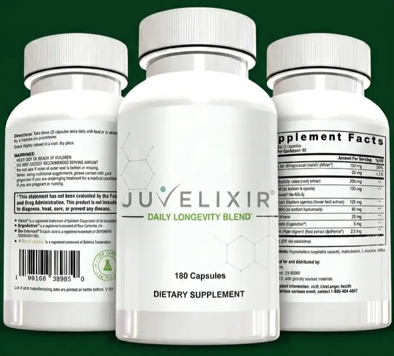 Juvelixir® Daily Longevity Blend — three bottles