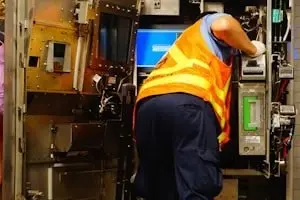 Technician on commercial HVAC